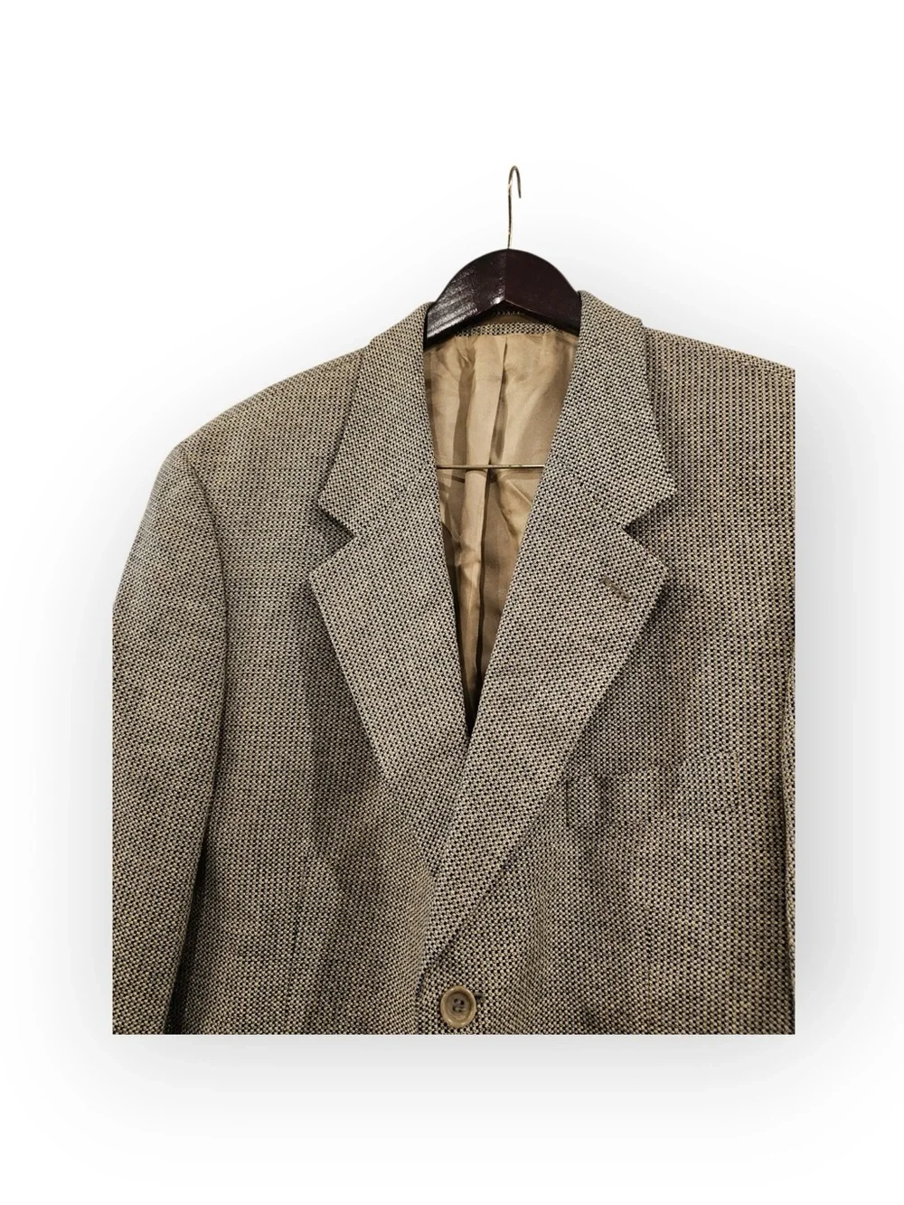 Cavelli Disegno Esclusivo Silk Wool Blend Tan Micro-Plaid Blazer Sport Coat - 42
